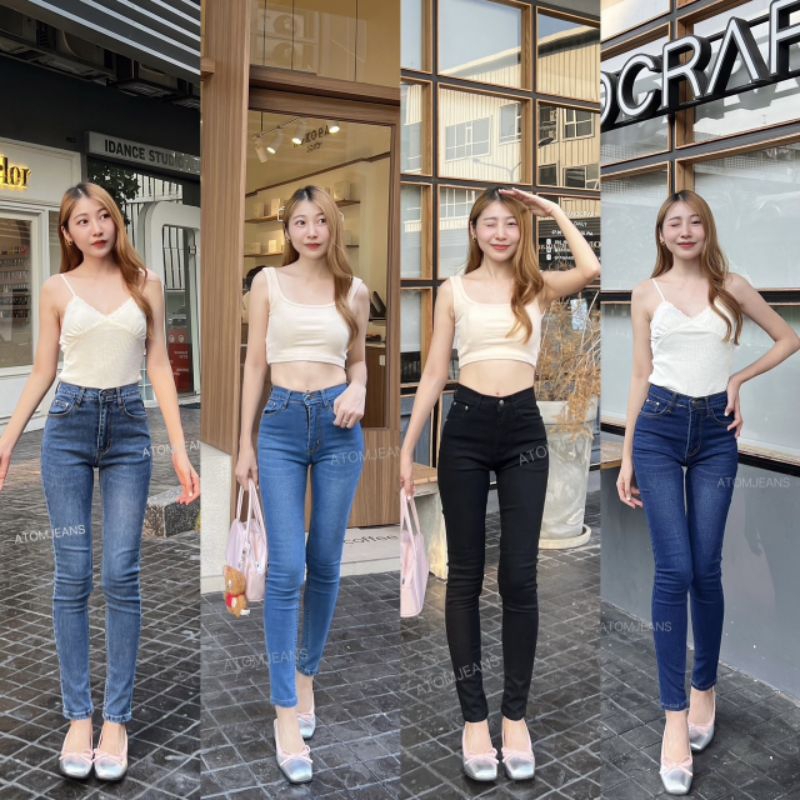 รหัส 2525 กางเกงยีนส์ขาเดฟ ผ้ายืด เอวสูง มี bigsize มีบริการเก็บเงินปลายทาง
