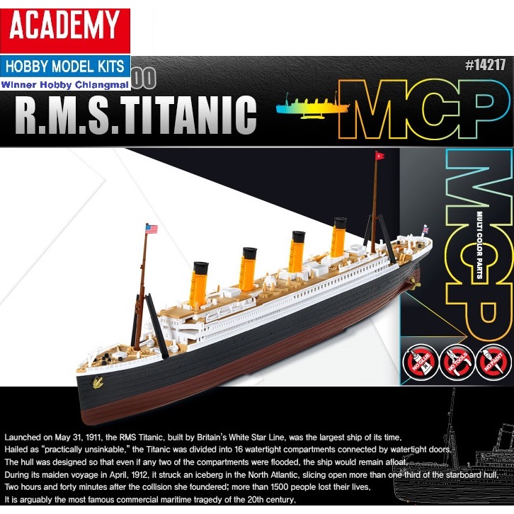 พลาสติก โมเดล ประกอบ Academy 14217 R.M.S. TITANIC scale 1/1000