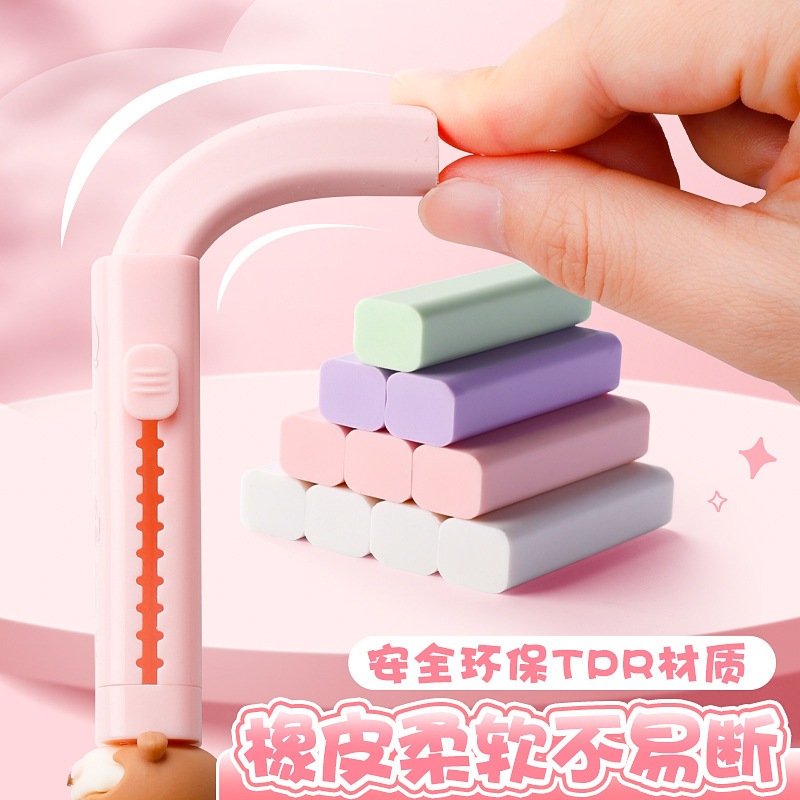 ยางลบดินสอ แบบกด ลายการ์ตูนน่ารัก แกนยางลบถอดเปลี่ยนได้