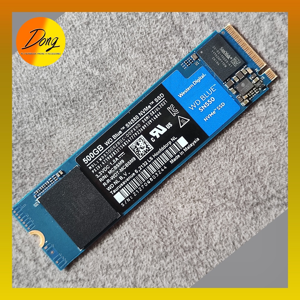 WD Blue SN550 NVMe SSD (WDS500G2B0C) M.2 PCIe มือสอง ประกันเหลือ 2/11/2026
