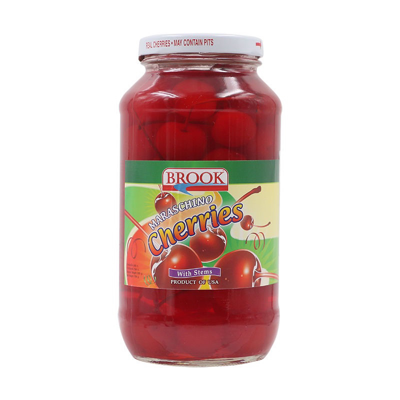 F Brook cherries 794 g. เชอรี่แดง แบบมีก้าน product usa🇺🇸 fl ขวดแก้ว