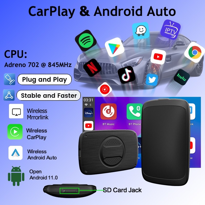 รุ่นใหม่ล่าสุด android 13 และ 11 Carplay Ai Box รุ่น Full system 2024 Apple CarPlay พร้อมส่ง พร้อมส่งจากโกดังไทย
