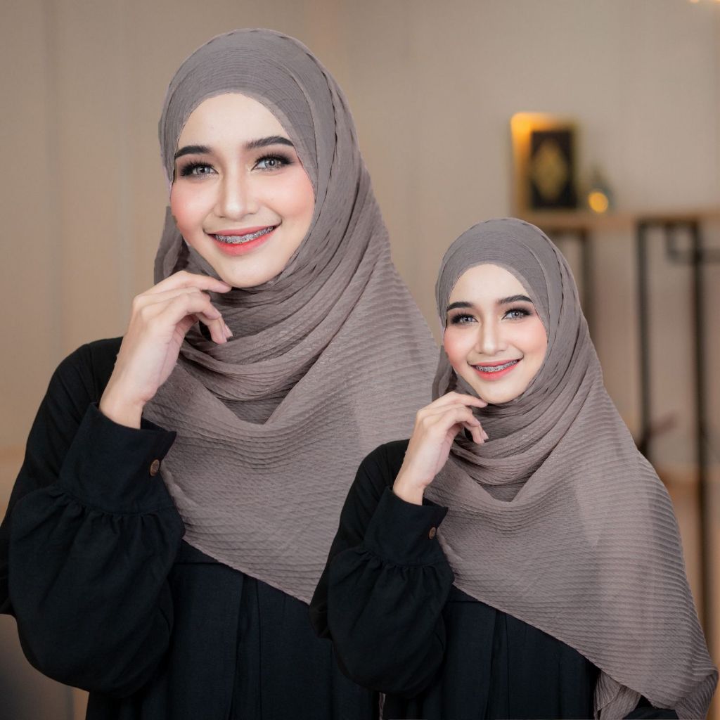 ผ้าคลุมฮิญาบพันยาว อัดพรีท จีบเล็กเกรด A พันได้หลายสไตล์ เหมาะสำหรับสาวอิสลาม HL22วาริสมุสลิม