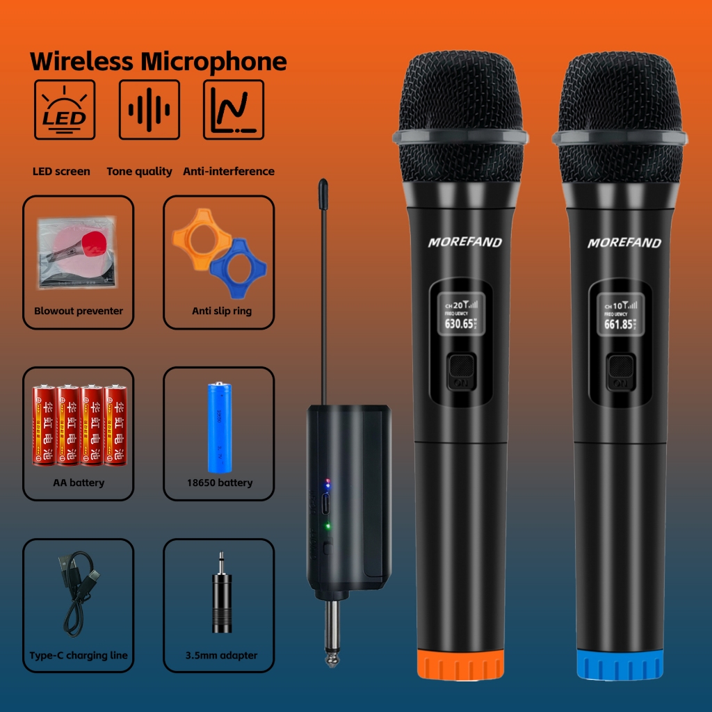 ไมโครโฟนไร้สาย Wireless Microphone ลดเสียงรบกวนอัจฉริย ไมโครโฟน คาราโอเกะ microphone ไร้สาย ไมค์โครโฟน ไมค์ลอย UHF