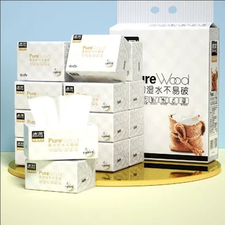 ทิชชู่แบบดึงPURE WOOD(แพ็ค10ห่อ) แผ่นหนา5ชั้น ห่อละ300 แผ่นกระดาษเช็ดหน้า กระดาษทิชชู่ กระดาษเช็ดปาก