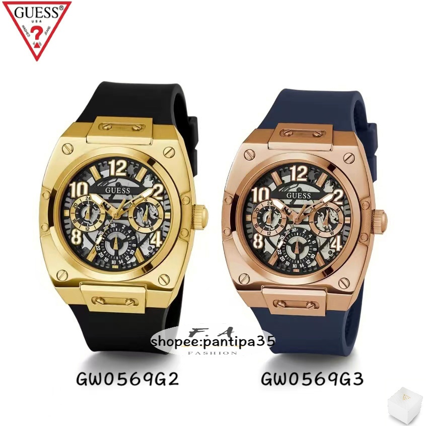 F.A Guess นาฬิกาข้อมือผู้ชายค่ะ ออกแบบด้วยตัวเรือนทรงสี่เหลี่ยมและหน้าปัดทรงกลม GW0569G2 GW0569G3 ความกว้าง：42MM