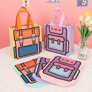 🌈 ถุงช้อปปิ้ง ลายกระเป๋าเป้ น่ารัก ลายการ์ตูน ถุงใส่ของ กระเ…