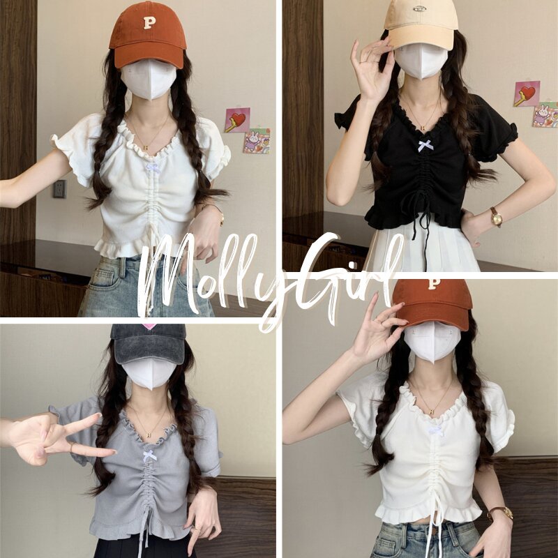 Mollygirl เสื้อครอปหน้าอกเป็นสายรูดปรับช่วงอกได้