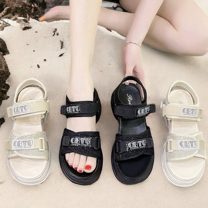 พร้อมส่ง รองเท้าแตะรัดส้น ส้นตึกหนา2นิ้ว สายปรับได้ ใส่สวยใส่สบาย งานสวย แฟชั่นสไตล์เกาหลี