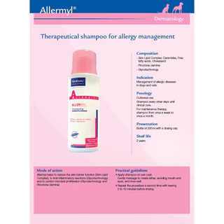 Allermyl Shampoo 250 ml Virbac 🔥Exp.12/1/2028 แชมพูสูตรผิวหนังแพ้ง่าย บำรุงผิวหนัง สำหรับสุนัขและแมว