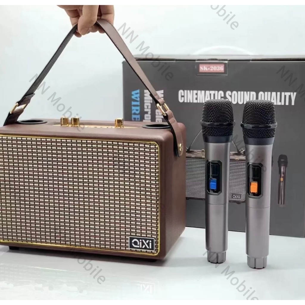 SK-2036 แถมไมล์ลอย2ตัว ลำโพงบลูทูธ พร้อมอินเทอร์เฟซไมโครโฟน รองรับไมโครโฟน กีตาร์และเครื่องดนตรีอื่น