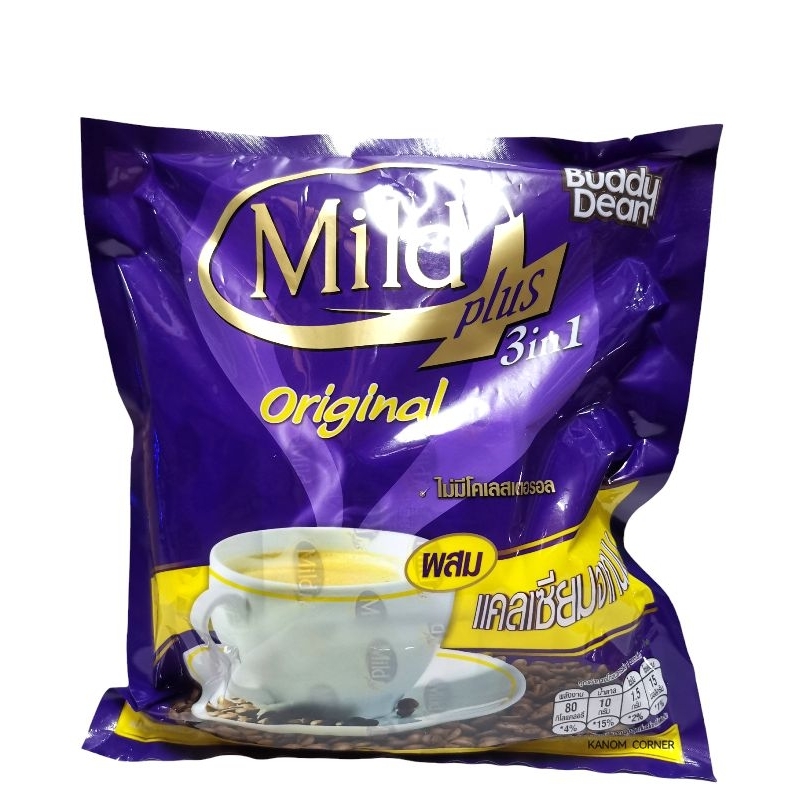 กาแฟบัดดี้ดีน มายด์พลัส รสออริจินัล กาแฟ 3in1 ผสมแคลเซียม ไม่มีโคเลสเตอรอล