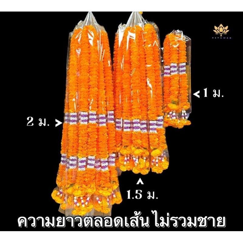 พวงมาลัยดาวเรืองดอกแน่นพิเศษยาว 1/1.5/2ม.