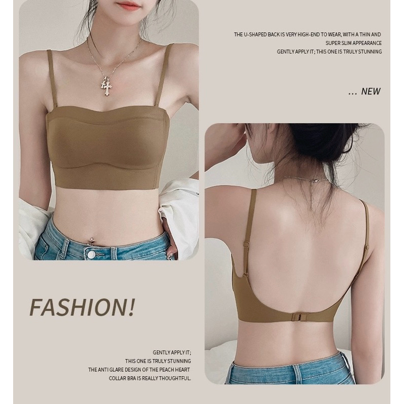 🔥 New6025รุ่น 2 in 1เป็นเสื้อในก็ได้ เป็นเกาะอกก็ดี ไร้โครงม้วนได้ฟองน้ำบาง ระบายอากาศได้ดี