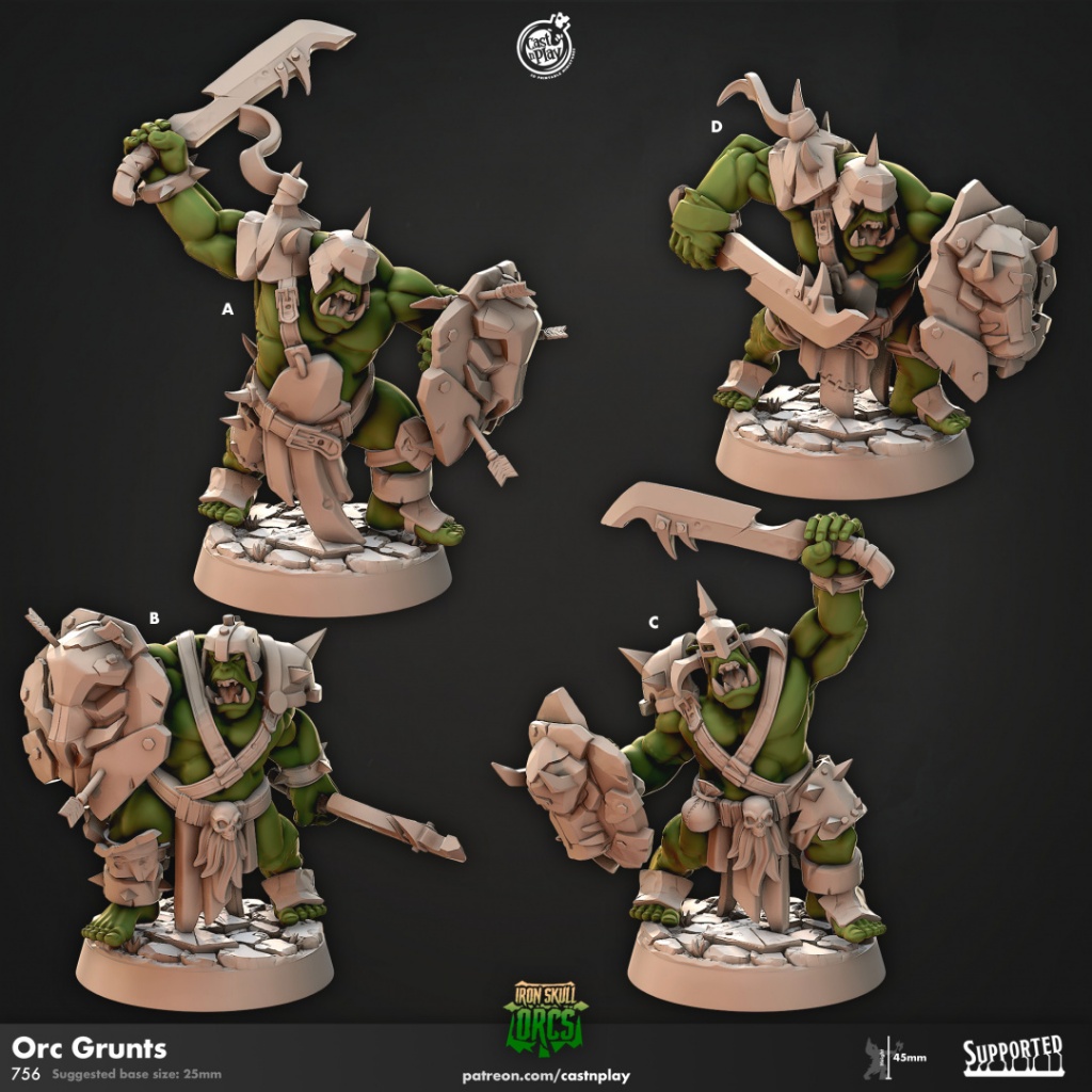 Orc Grunt - Iron Skull Orcs - Humanoid Orc / 32mm scale 3D printed miniature CNP