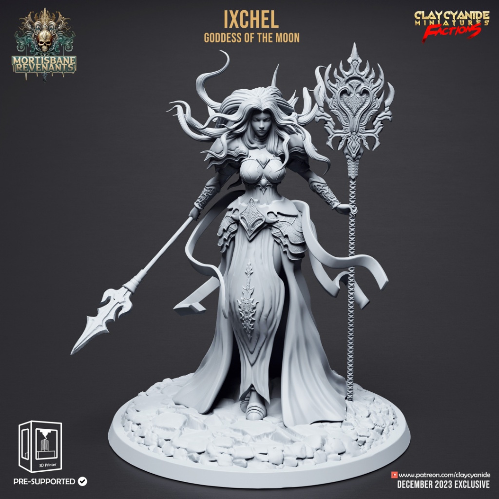 Ixchel, Goddess of the Moon - Mortisbane Revenants - Humanoid Human Celestial / 32mm scale 3D printe