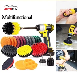 ชุดแปรงสว่านไฟฟ้า 4/11Pcs ชุดสว่านไฟฟ้า แปรงทำความสะอาดรถยนต์ แปรงขัดล้อ Drill Scrub Pads Scrubber Brush