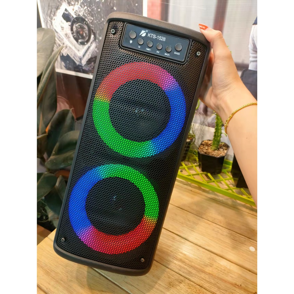 ลำโพงบลูทูธ KTS-1528 ดอก4*2 เสียงดี ปรับไฟ RGB ปรับระดับเสียงได้