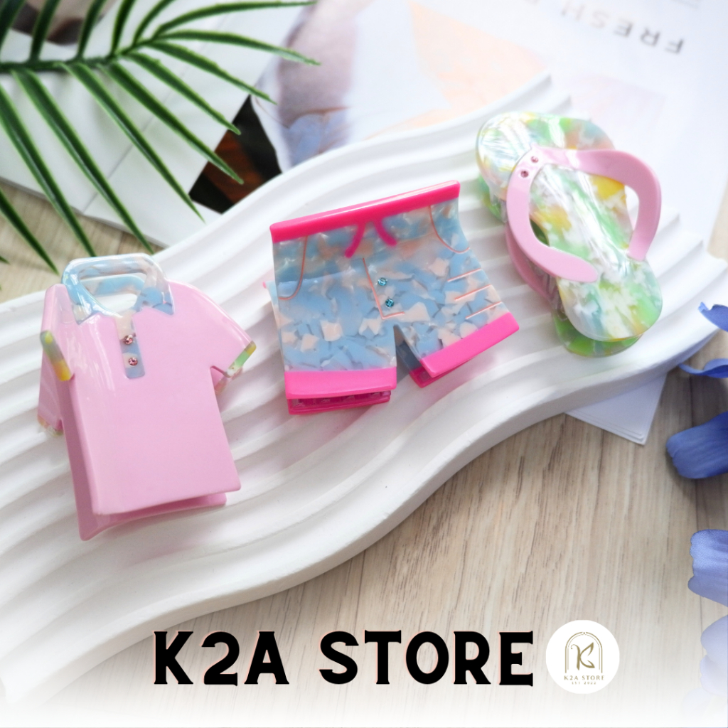 (Limited) กิ๊บหนีบผมอะคริลิคทรงเสื่อ กางเกง รองเท้า กิ๊บแฟชั่น สไตล์เกาหลี ขนาดตัว 7 cm ++พร้อมส่งจากไทย++