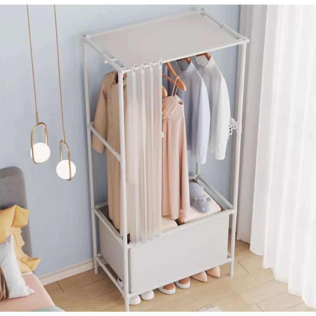 FA FB(ราคาลูกค้าใหม่) 3 in 1 ตู้เสื้อผ้ามินิมอล ราวตากผ้า ราวแขวนผ้า ชั้นวางอเนกประสงค์(พร้อมส่งจากไทย) - รูปที่ 3