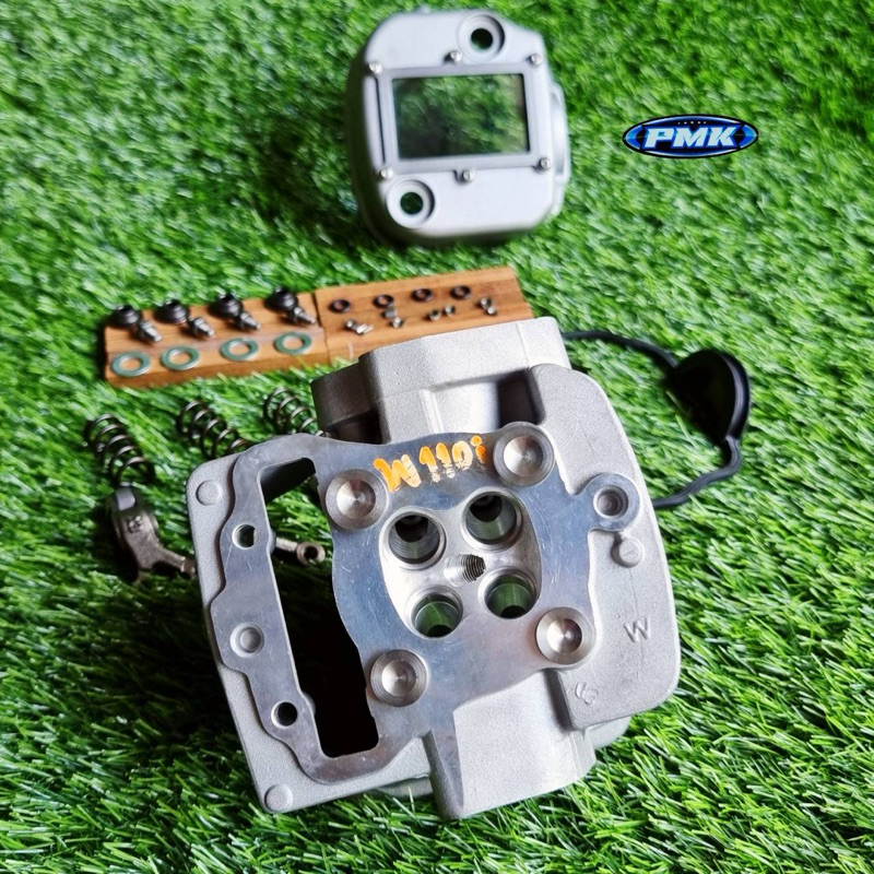 ฝา4วาล์วWAVE110i/DREAM  4วาล์วเวฟ110i ขนาดวาล์ว 16/18  พร้อมอุปกรณ์และฝาครอบวาล์วใส สำหรับรุ่นเวฟ110