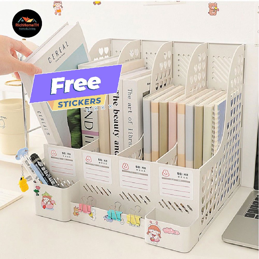 richhometh แฟ้มใส่เอกสาร 4ช่อง ใส่กระดาษ A4 ได้ แฟ้มเก็บหนังสือ กล่องใส่หนังสือ มีหลายช่อง กล่องจัดเก็บ