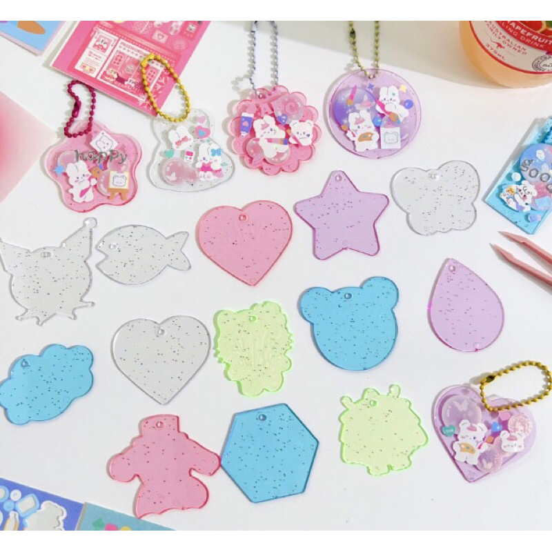 แผ่นอะคริลิคใส แผ่นอะคริลิค DIY สำหรับทำพวงกุญแจ 10 ชิ้นต่อแพ็ค