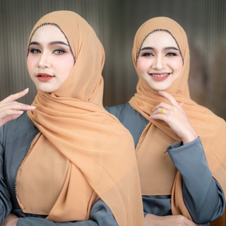 ฮิญาบ ผ้าพันชีฟองปักมุข ผ้านุ่มไม่บาง ใส่ออกงานอิสลามหรือใส่…