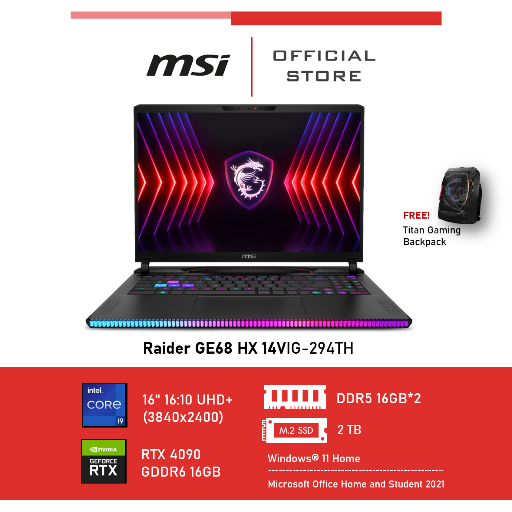 MSI Raider GE68 HX 14VIG-294TH (RTX 4090, GDDR6 16GB) Notebook, Laptop