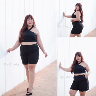 กางเกงขาสั้นเอว30-47 ผ้าวูลเวฟเก็บพุง เก็บทรงผ้ายืดนิ่มสาวอวบใส่สบาย งานตัดเย็บที่ไทย