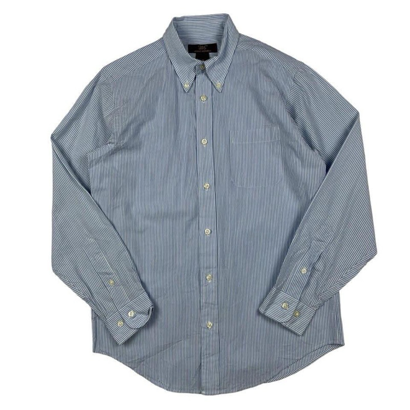 Brooks Brothers เสื้อเชิ้ตแขนยาว Blue Stripe Broadcloth BD Collar Shirt