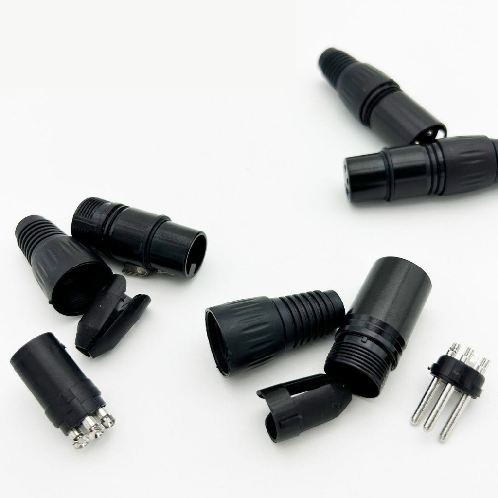 ปลั๊กหัว XLR 3pin ตัวผู้/ตัวเมีย Male/Female แบบเข้าหัวเอง อย่างดี มีตัวยางครอบกันสายหักใน