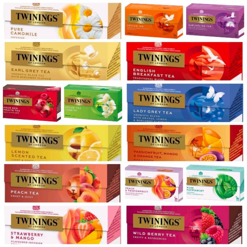ชา ทไวนิงส์ กล่อง 25 ซอง Twinings Tea of London ชาผลไม้ ชา Twining Eng Breakfast, Earl Grey, Camomile, Peppermint, Peach