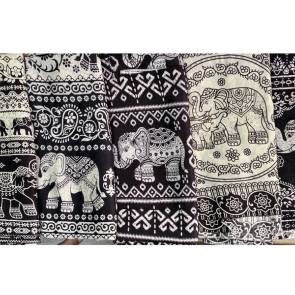 ผ้าสปันเรยอนลายช้าง คละลาย ผืนขนาด 40x110ซม *ไม่สามารถสั่งเป็นผืนต่อเนื่อง ผืนเล็กเหมาะสำหรับงาน DIY