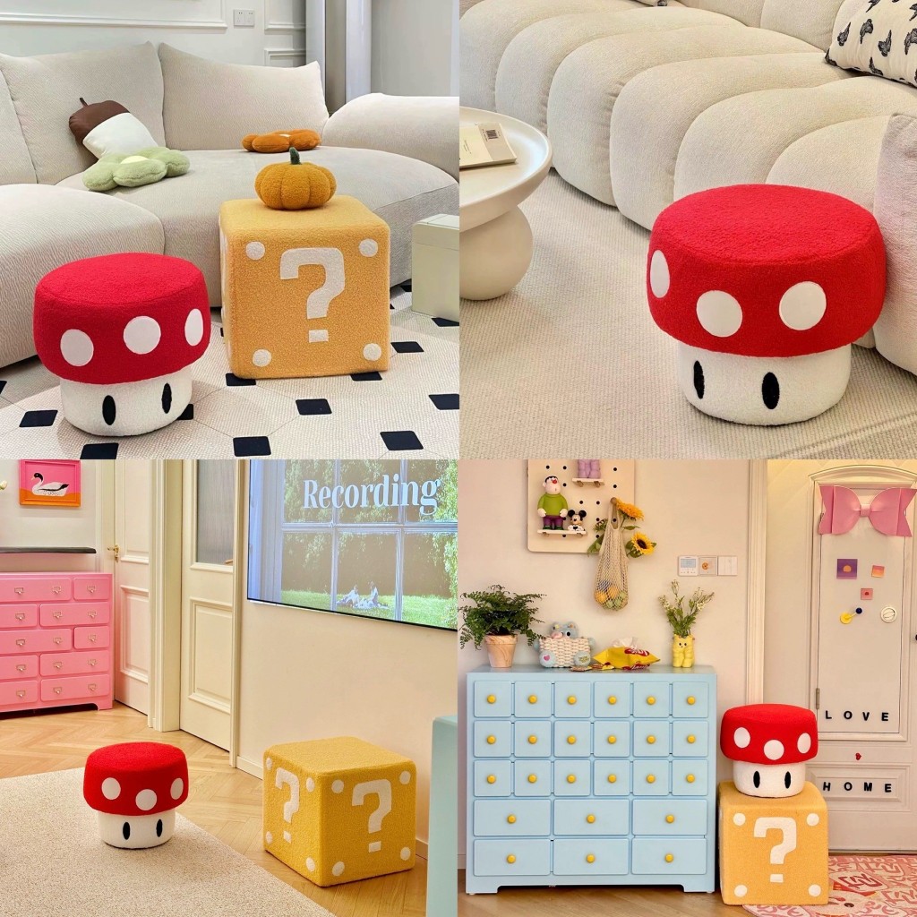 Preorder มินิโซฟา เก้าอี้บุขน เห็ดมาริโอ้ กล่อง? เฟอร์นิเจอร์ mini chair Super Mario ?box ของตกแต่งบ้าน 84013