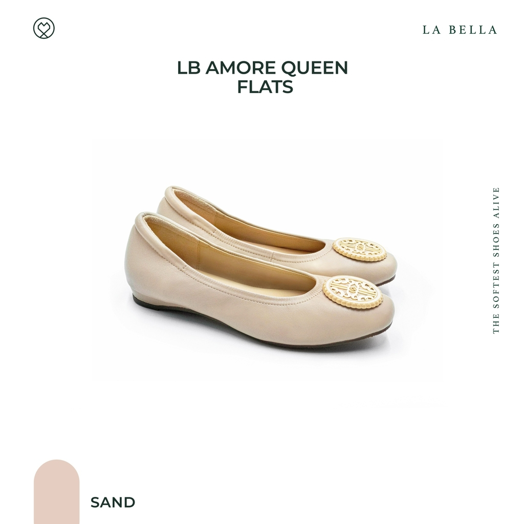 LA BELLA รองเท้าคัชชูหนังแกะ  รุ่น LB AMORE QUEEN FLATS - SAND
