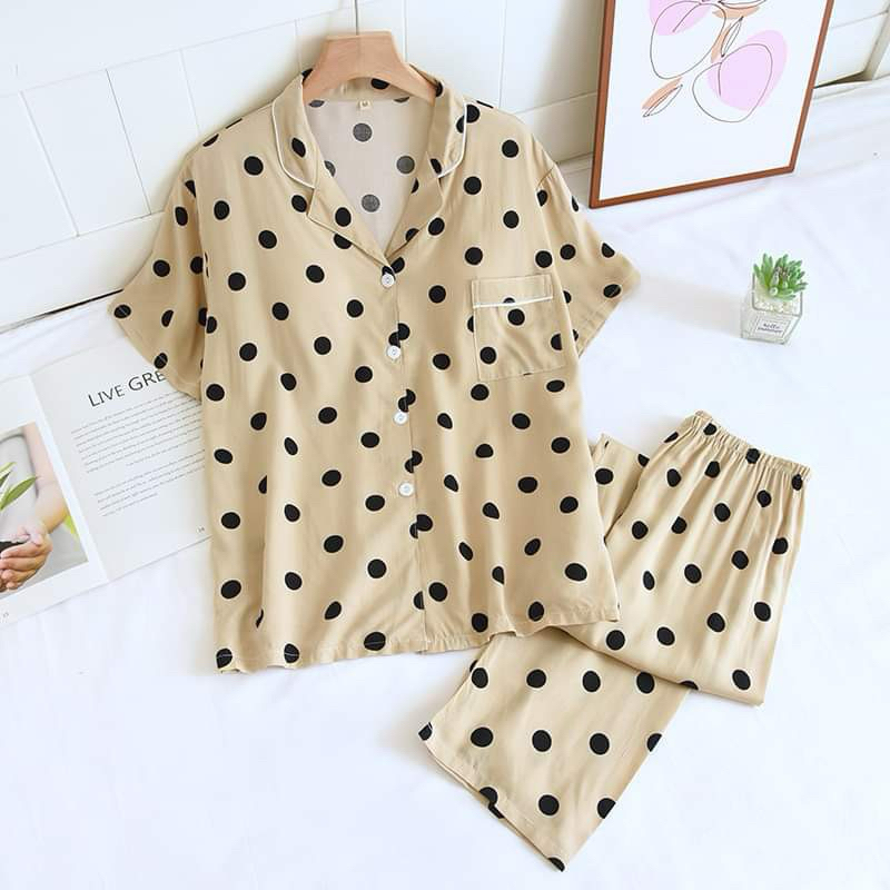 🌟พร้อมส่ง🌟ผ้าเยื่อไผ่ Bamboo Organic นิ่มนุ่มเป็นพิเศษ ชุดนอนขายาว ชุดนอนแขนสั้น ชุดนอนกันโป๊ มีฟองน้ำถอดออกได้ - รูปที่ 7