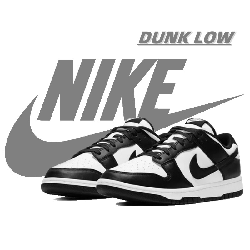 ของแท้ รองเท้ากีฬา Nike Dunk Low Panda รองเท้าวิ่งผู้ชายวินเทจ รองเท้าคัชชูไนกี้ รองเท้าคัชชูผู้หญิง แฟชั่น ระบายอากาศ