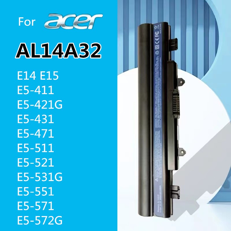 แบตเตอรี่โน๊ตบุ๊ค For Acer AL14A32 สำหรับ ASPIRE E14 E15 E5-411 E5-421G E5-431 E5-471 E5-511 E5-571 Battery Notebook