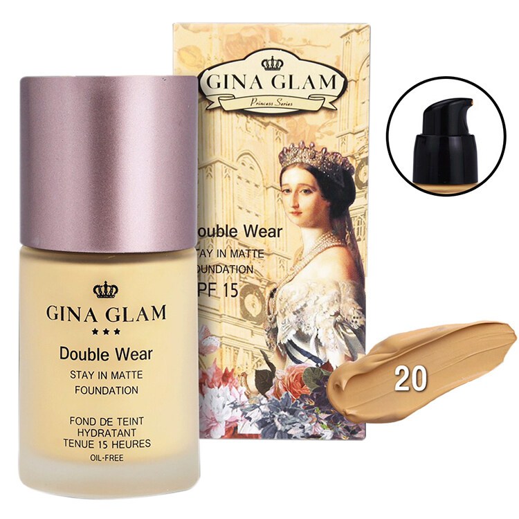 Gina Glam Double Wear Stay In Matte foundation SPF15 G45 จีน่าเกลม รองพื้น จีน่าแกรม ครีมรองพื้น เนื