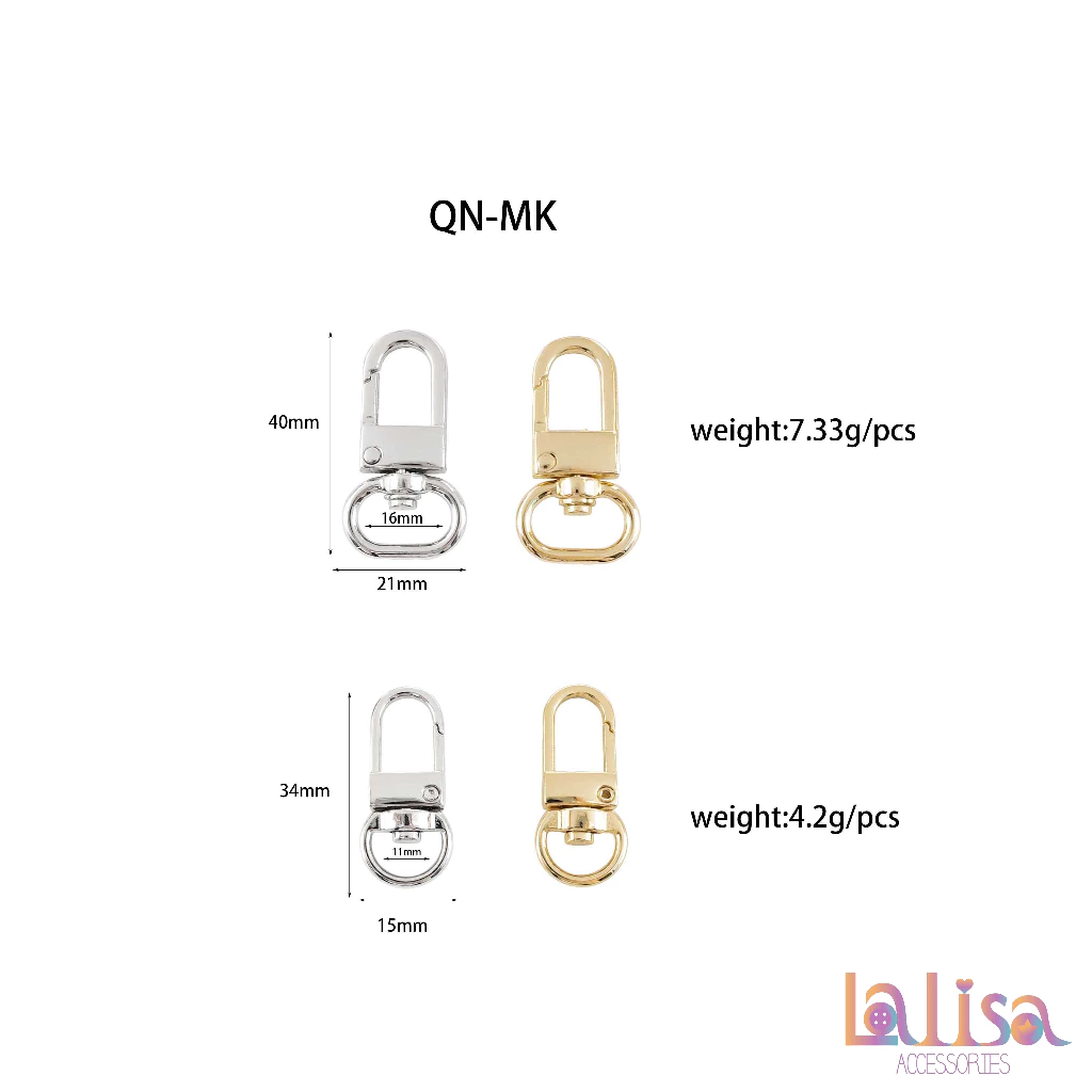 ตะขอคอหมาโลหะผสม อุปกรณ์ตกแต่งกระเป๋า ตะขอคอหมาก้ามปูตัวยู Alloy Dogclips (C-2-A+B,QN-MK11,16)