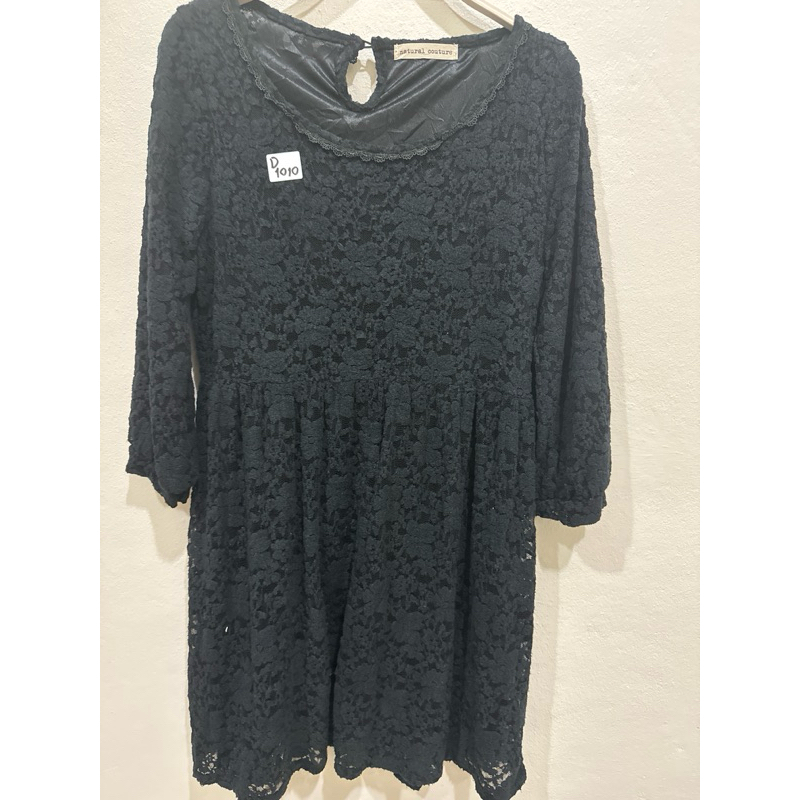 D1010 เดรสผ้าลูกไม้สีดำ