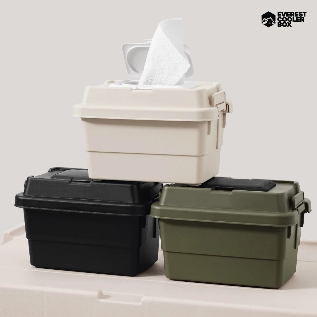 รุ่นใหม่ !! ลังเก็บของมินิมอล STACKING CONTAINER กล่องใส่ทิชชู่1.1 ลิตร Camping Box 1.1L ลังจิ๋ว