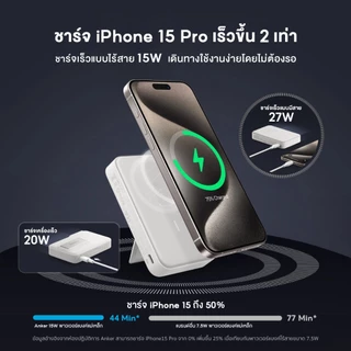[Qi2]ANKER MagGo Power Bank 10000 mAh แท้ พาวเวอร์แบงค์ ชาร์จไวร์เลส 15W มีหน้าจอ LCD อัจฉริยะ ขาตั้งพับได้ A1654