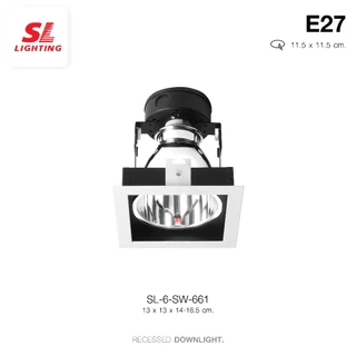 SL LIGHTING | Recessed Downlight โคมไฟดาวน์ไลท์แบบฝังฝ้า ทรงสี่เหลี่ยม ขั้ว E27 รุ่น SL-6-661
