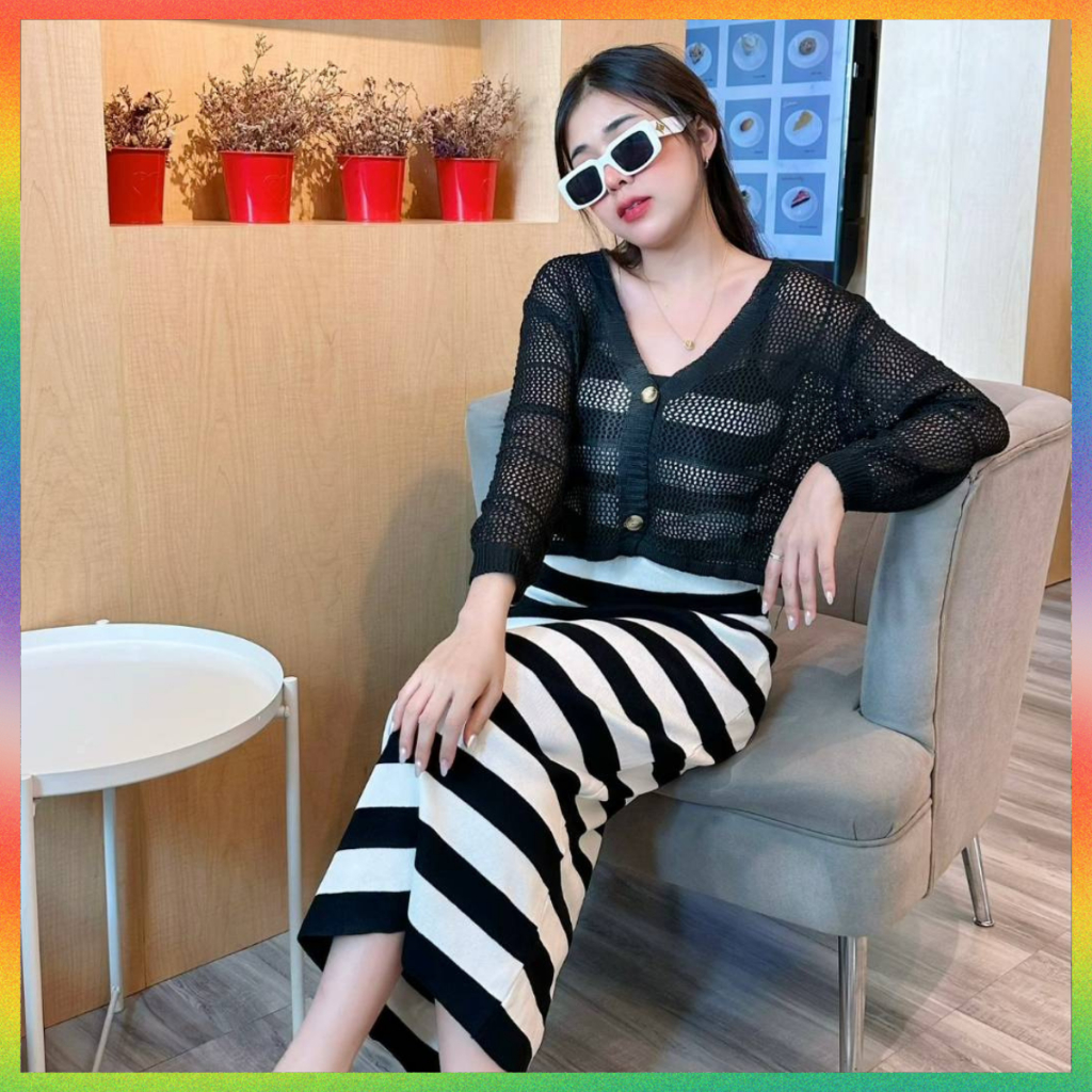 🌈MesubShop🌈แม๊กซี่เดรสสายเดี่ยว + เสื้อคลุมตาข่าย 💥 ผ้าไหมพรมเนื้อหนานุ่ม สาวอวบใส่ได้ รุ่น โรงแรม