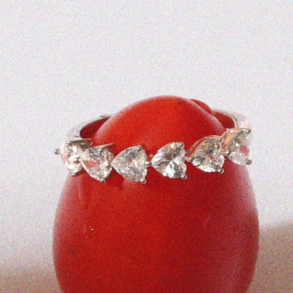 [ส่งด่วนฟรี]SWAN - Mini Hearts Ring แหวนเงินแท้ เพชรรูปหัวใจ เพชรคิวบิกเซอร์โคเนีย cubic zirconia