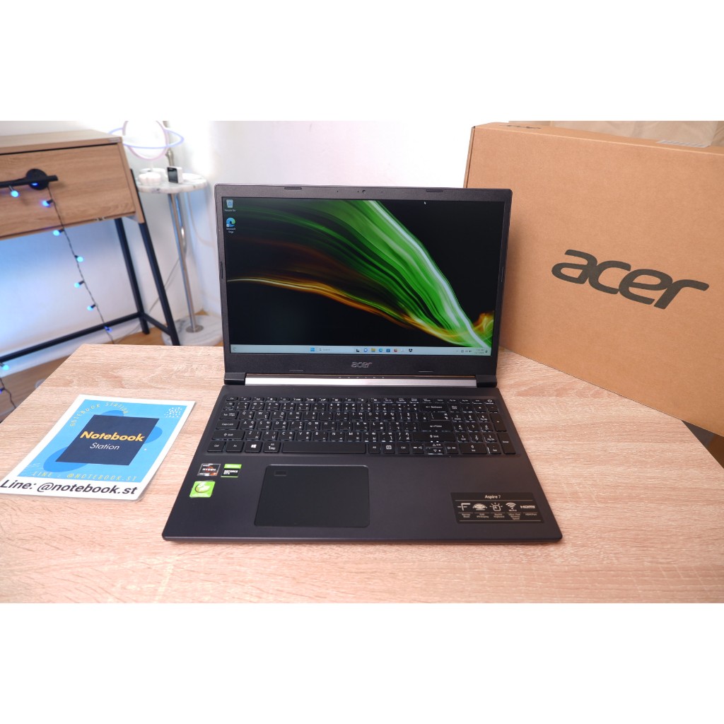 (ของใหม่)Acer Aspire7 Ryzen7-5700U การ์ดจอแยกGTX1650(4GB) RAM8 SSD512 จอ15.6 144Hz FHD สเปคสูง อุปกรณ์ครบกล่อง เครื่องพร