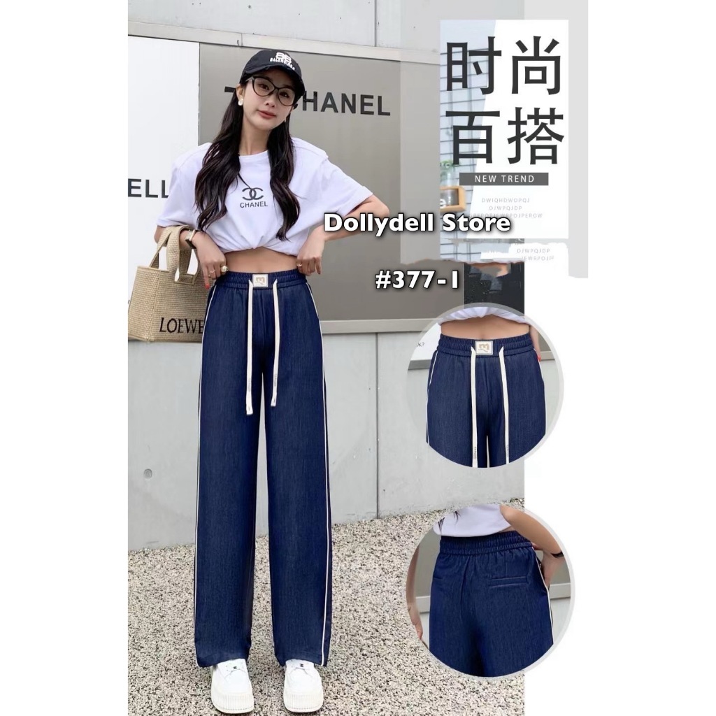 กางเกงยีนส์ผ้าบางใส่เที่ยวดอลลี่ รุ่น#377-1 เอวยางยืด เนื้อผ้ายืดได้เล็กน้อย เหมาะสำหรับหน้าร้อน ใส่สบายทรงสวย