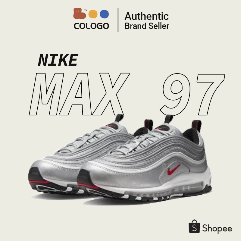Nike Air Max 97 OG DM0028-002 Nike รองเท้าวิ่งผู้ชาย Metallic Silver Bullet Black Red 💯